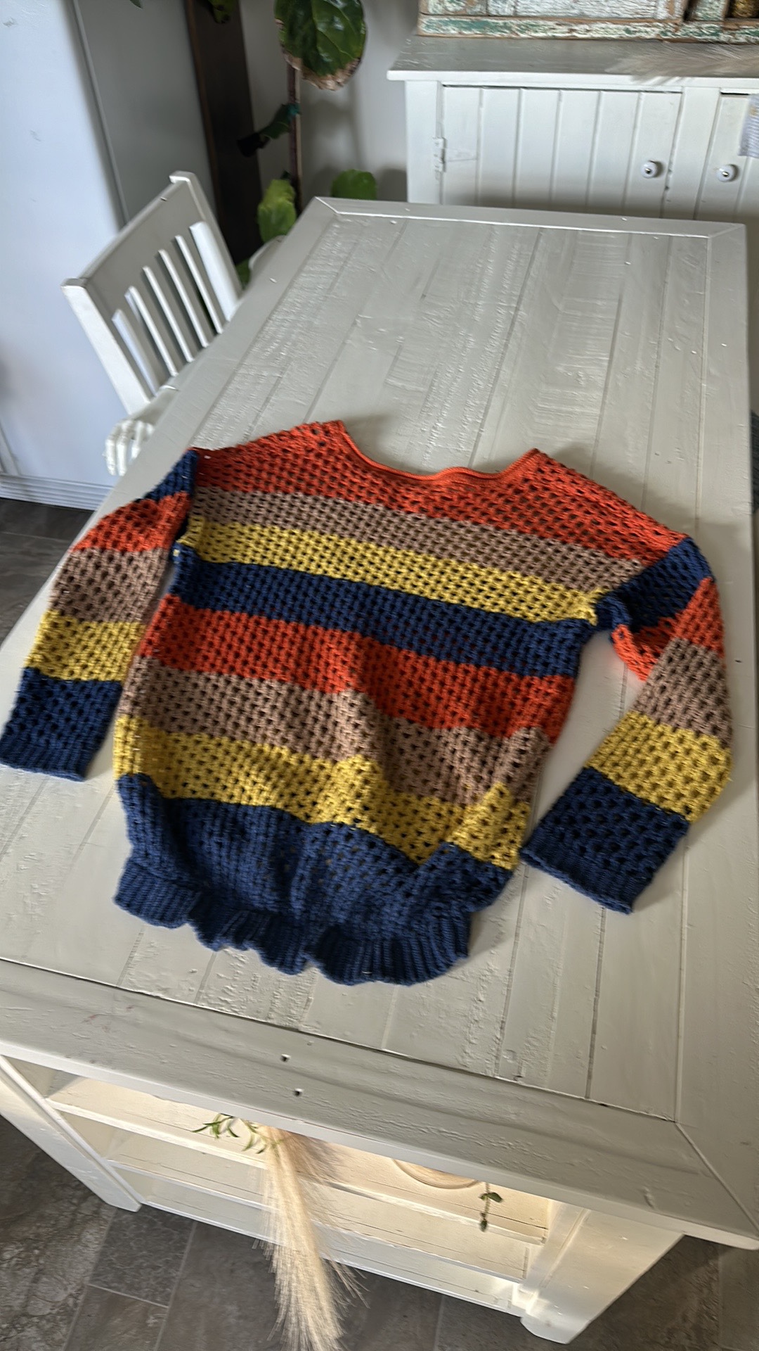 Handmade vintage crewneck fishnet crocheted sweater - photo 3