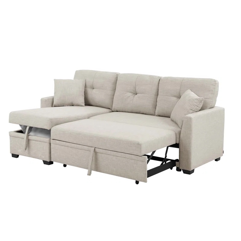Beige Sectional Sofa Bed - photo 2