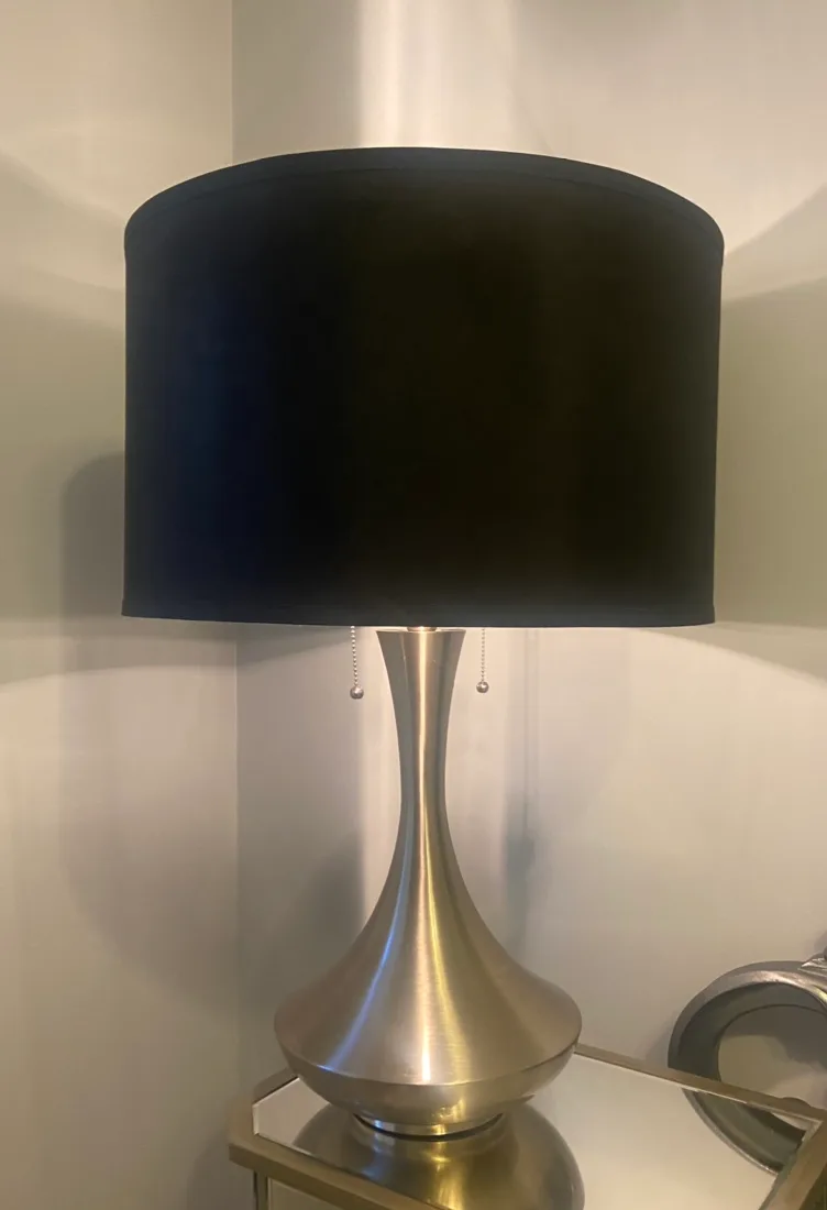 Silver Table Lamp with Black Shade image indicator(5)
