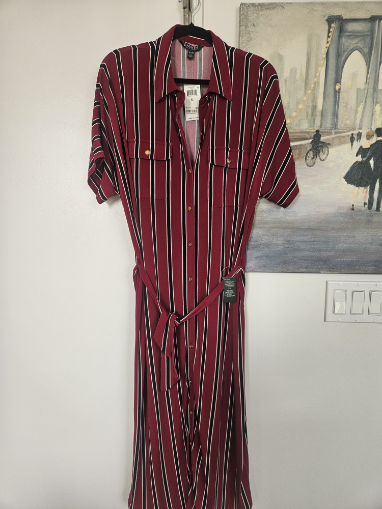 Ralph Linen Striped Dress with sash