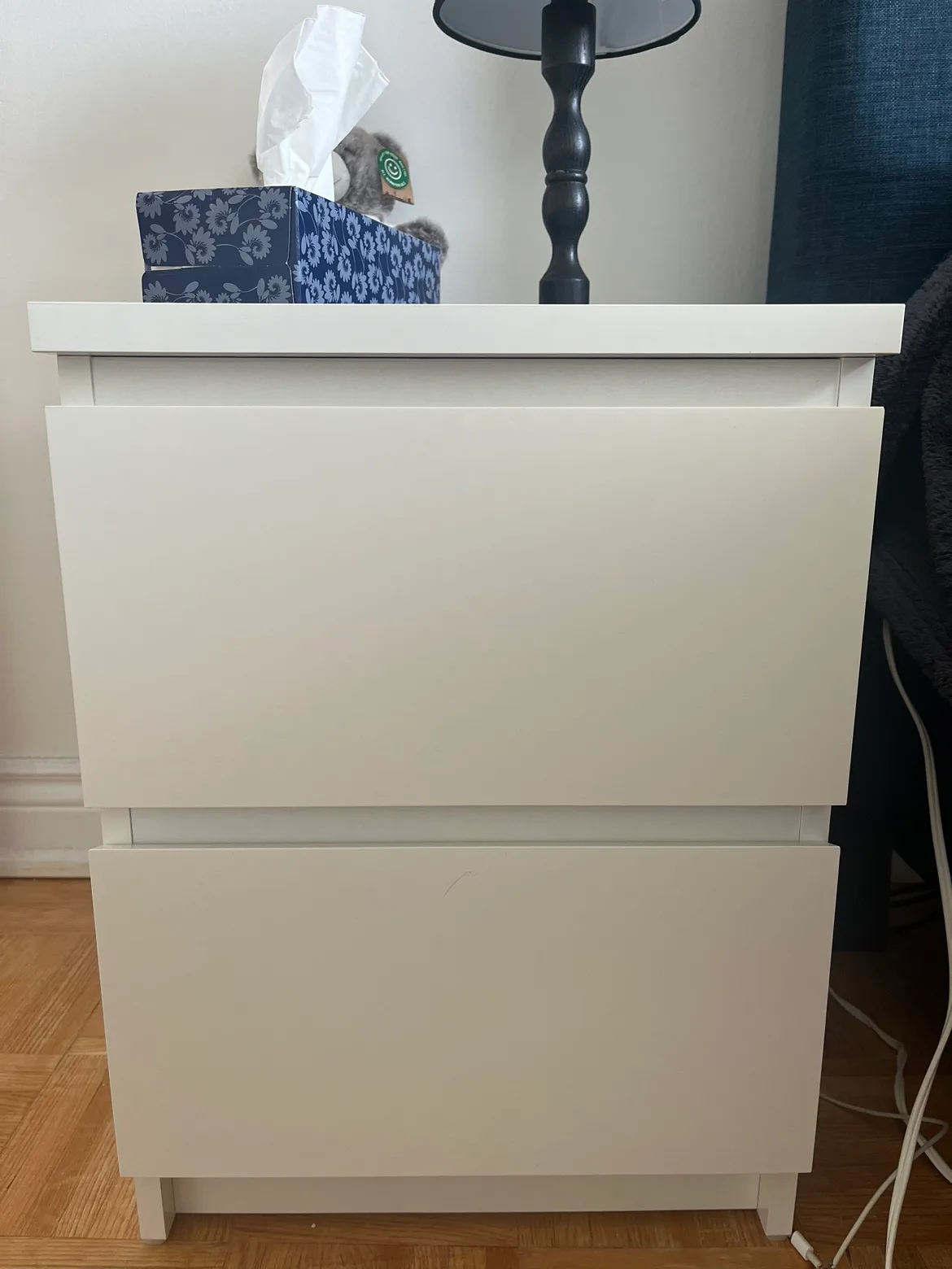 White 2 Drawer Nightstand