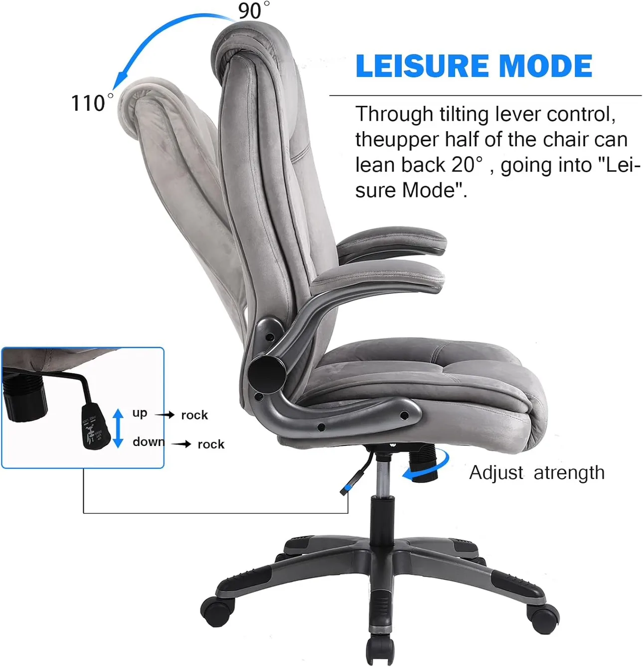Grey Velvet Executive Office Chair ▫️BRAND NEW▫️ image indicator(3)