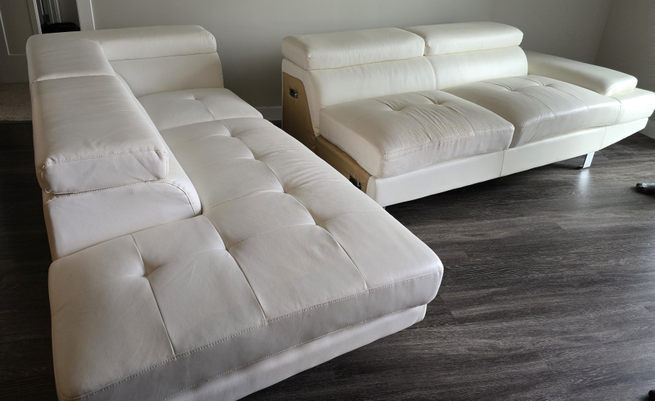 White faux Leather Sectional Couch