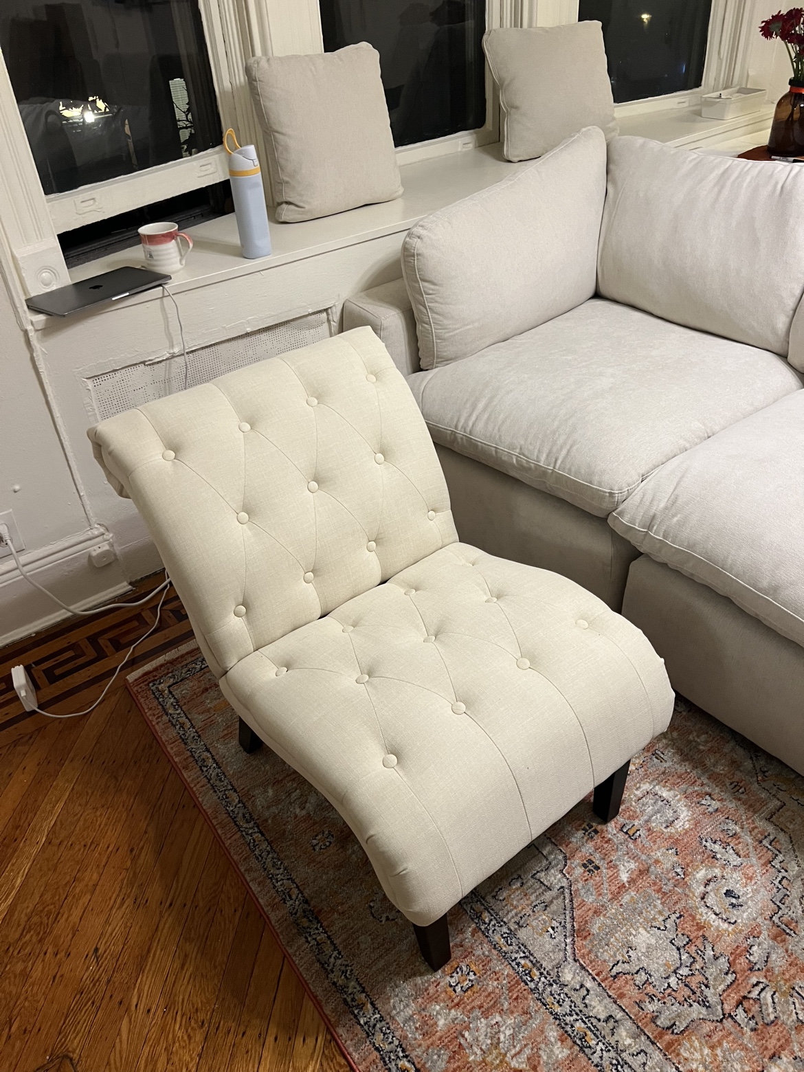 Beige Upholstered Accent Chair - photo 2