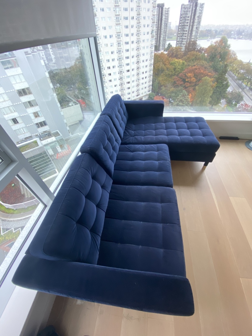 Blue Velvet Sectional Sofa - photo 5