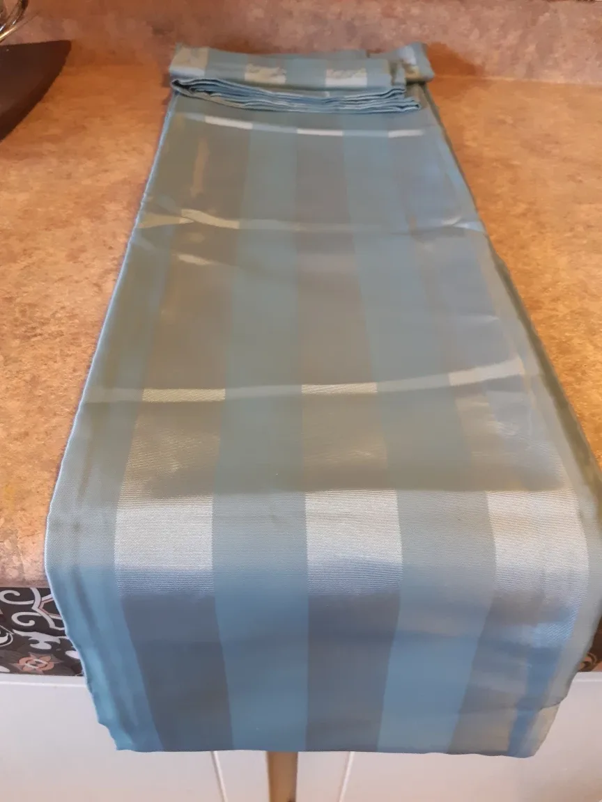 Teal Striped  shower Curtains thumbnail