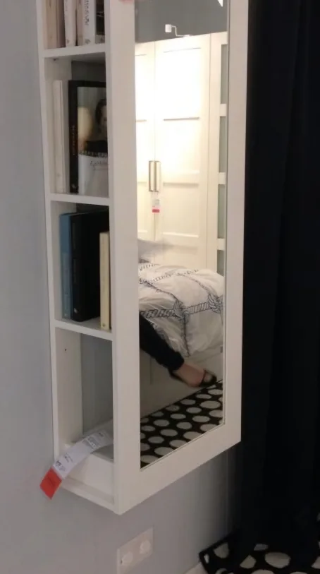 Ikea mirror with shelf storage thumbnail