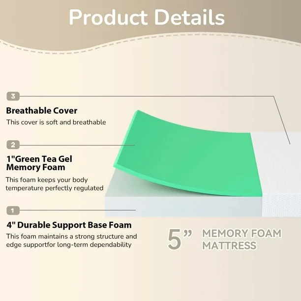 Queen Size Memory Foam Mattress Cooling Gel - photo 3