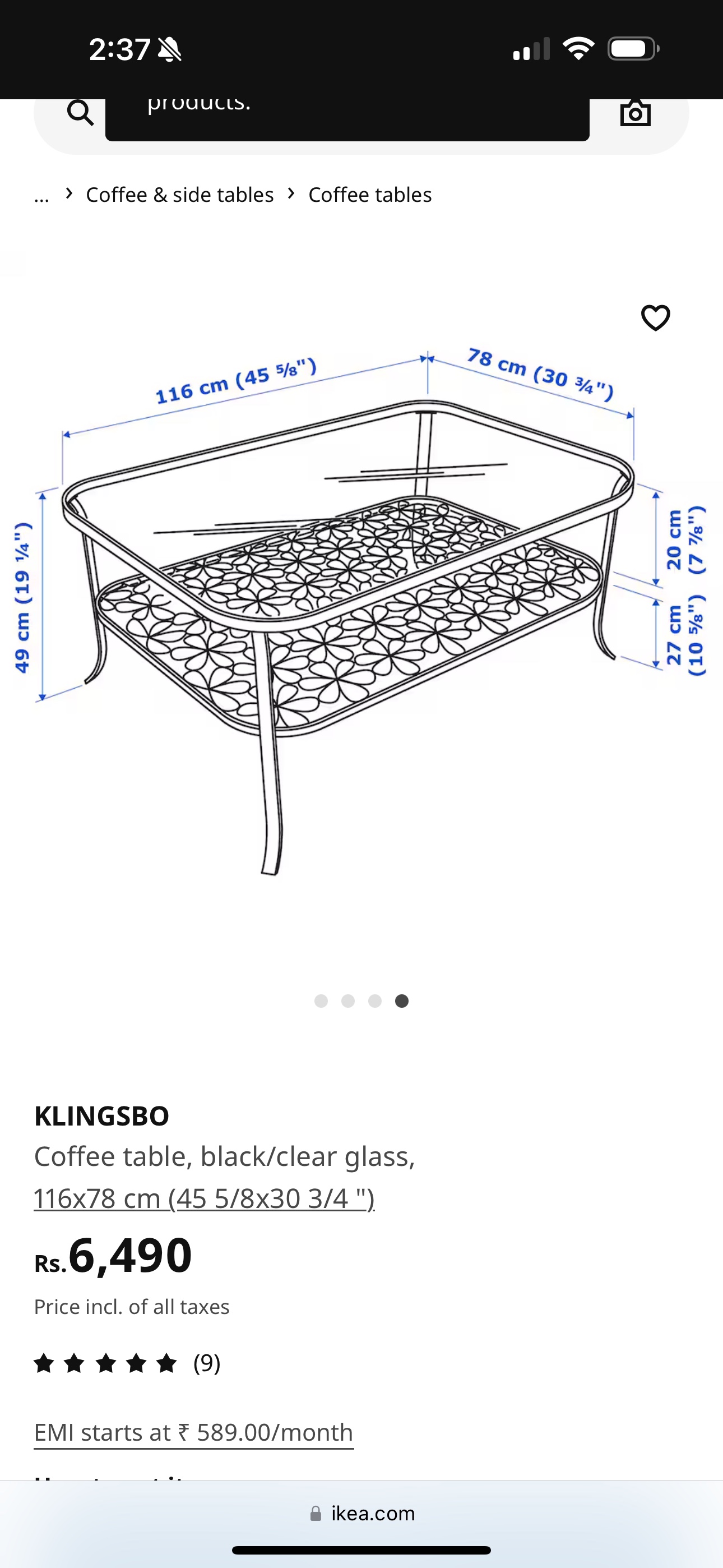 IKEA KLINGSBÖ Black Metal Coffee Table - photo 2