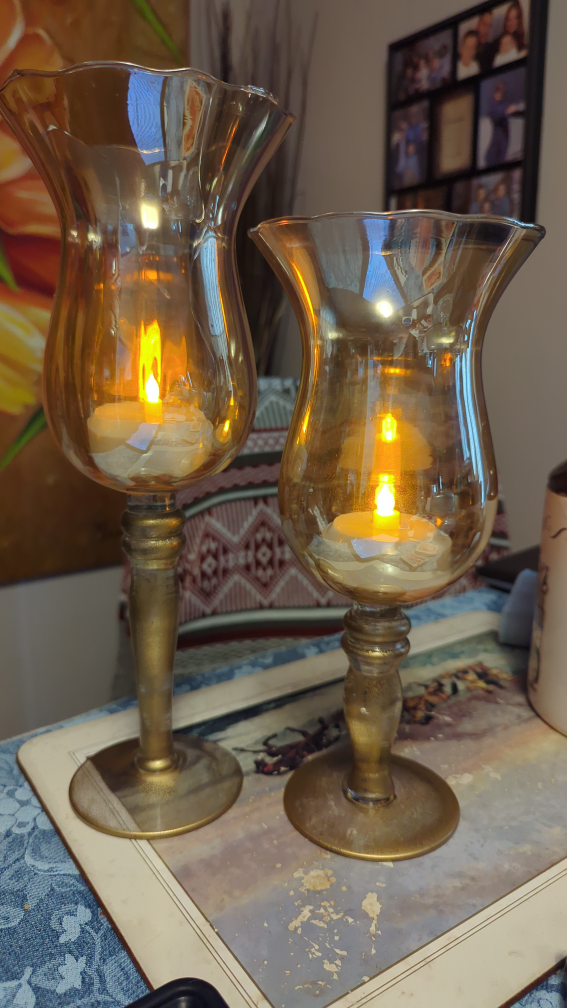 beautiful Amber princess hurricane candle holders