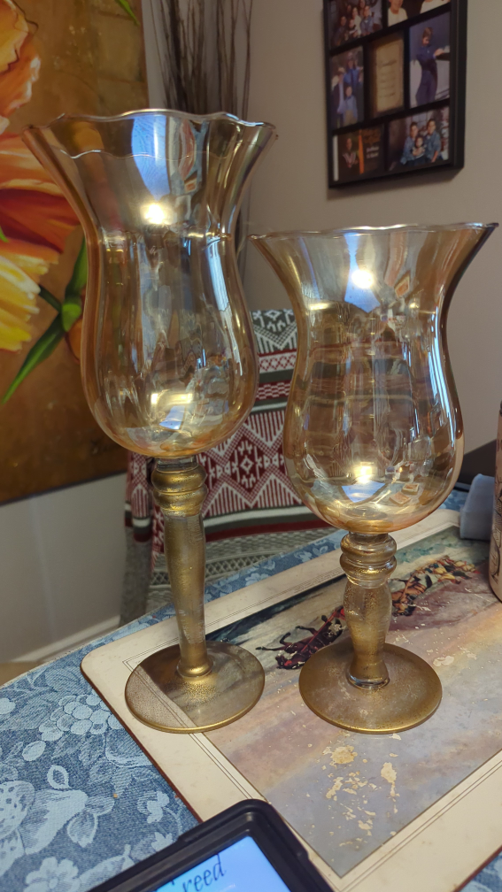 beautiful Amber princess hurricane candle holders - photo 2