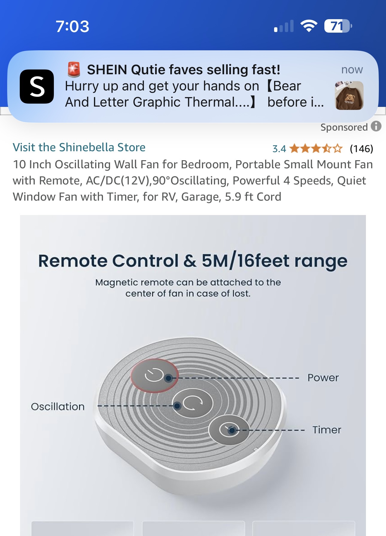10 Inch Wall Mounted Oscillating Fan - photo 4