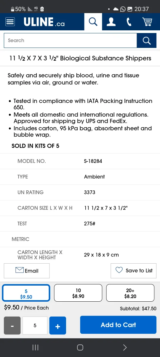 U Line Bio sample shipping box image indicator(6)