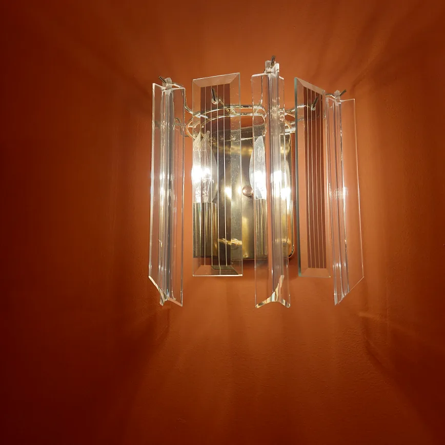 ***DONATED TO HABITAT FOR HUMANITY*** Crystal Glass Wall Sconce thumbnail