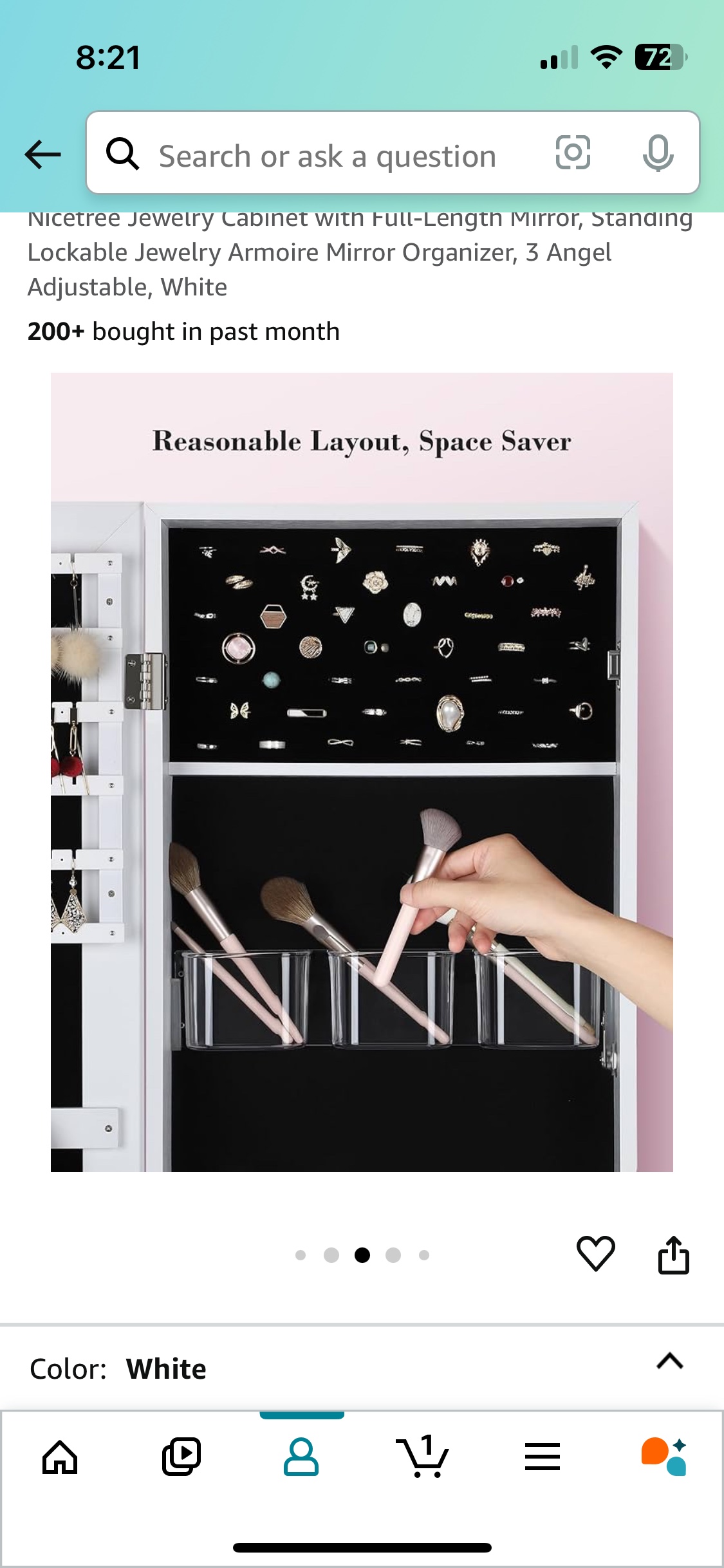 Nicetree Jewelry Cabinet with Full Length Mirror - photo 3