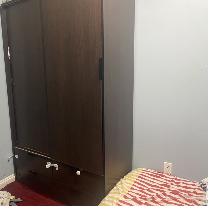Sliding Door Closet with Drawers