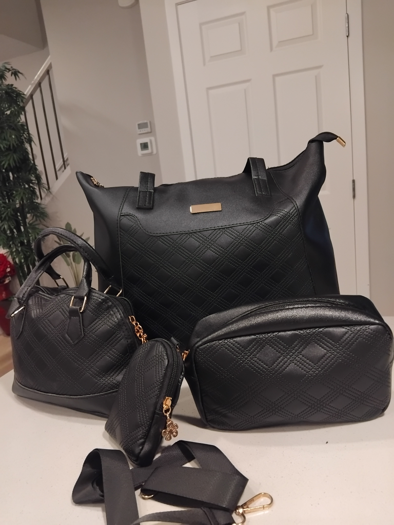 Black Quilted Handbag Set - photo 2