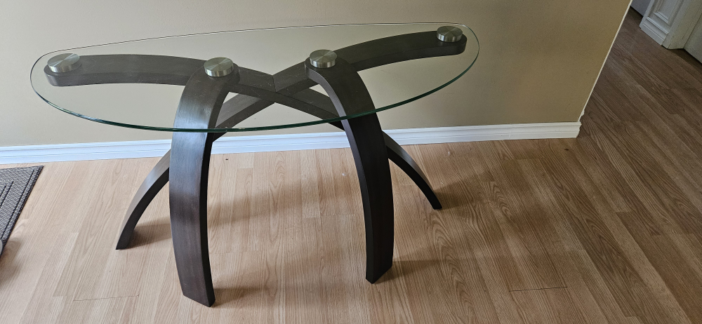 Glass and Wood Console Table