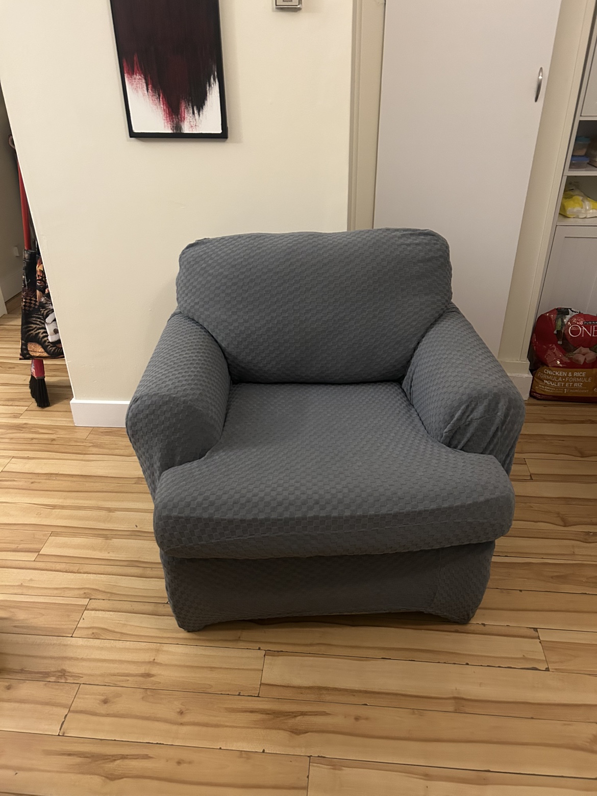 Grey Armchair with cover