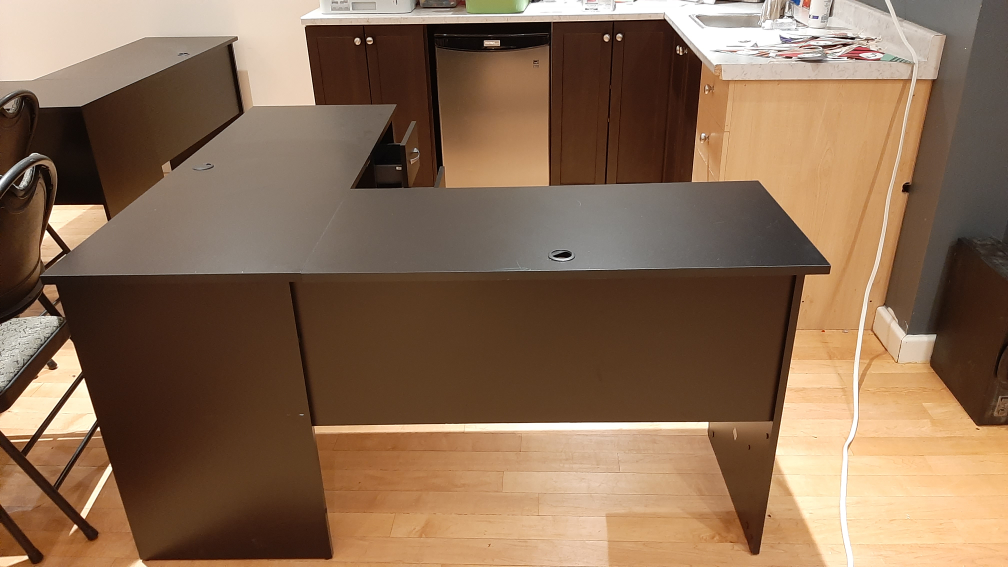 Black L-Shaped Desk with Drawers - photo 2