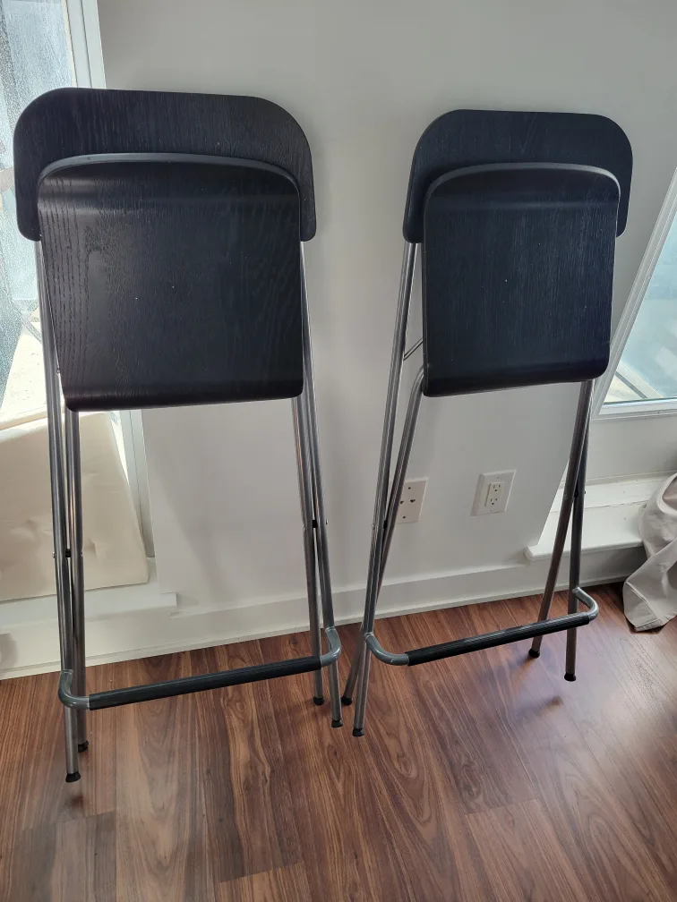 IKEA set of 2 Franklin Folding Bar Stools black image indicator(2)