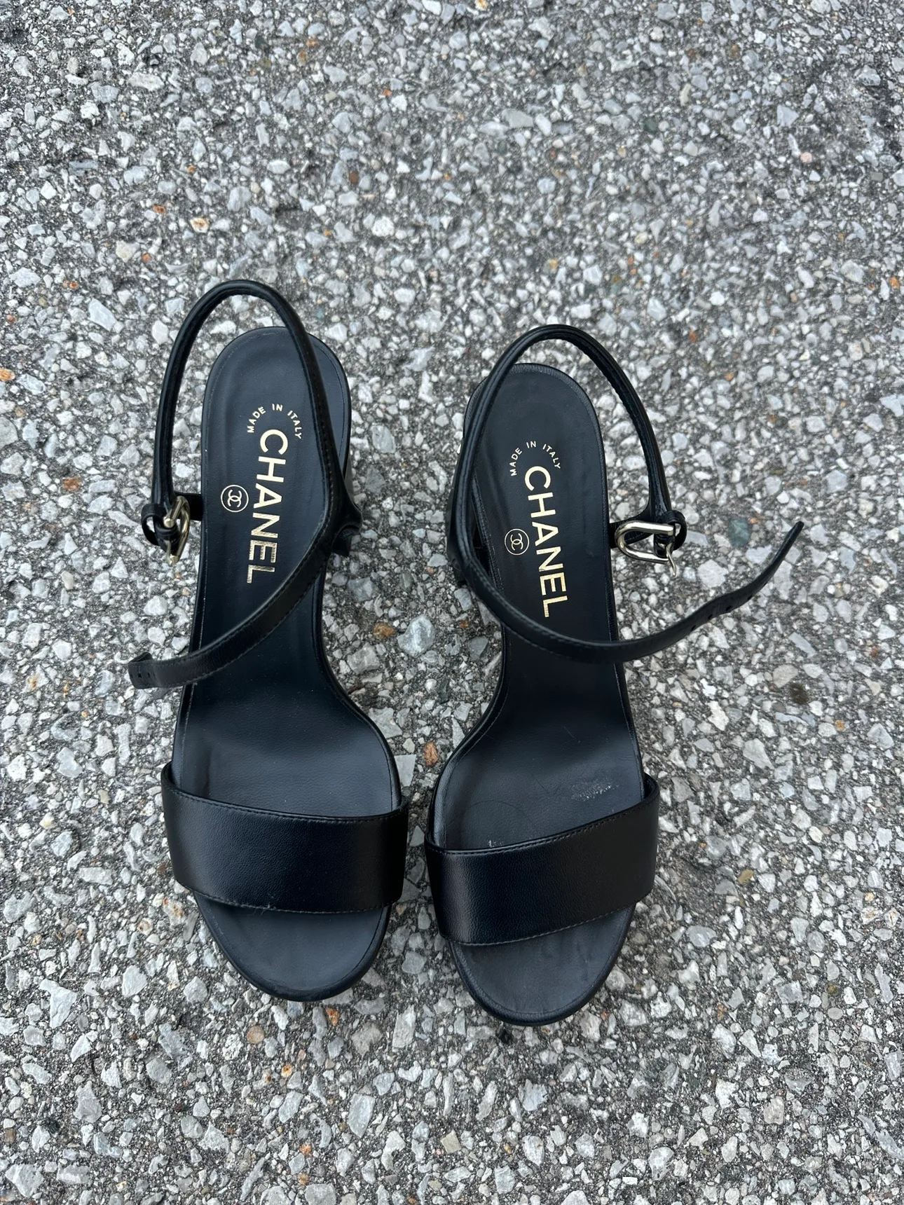 Chanel Black Leather Platform Sandals 😍😍 thumbnail