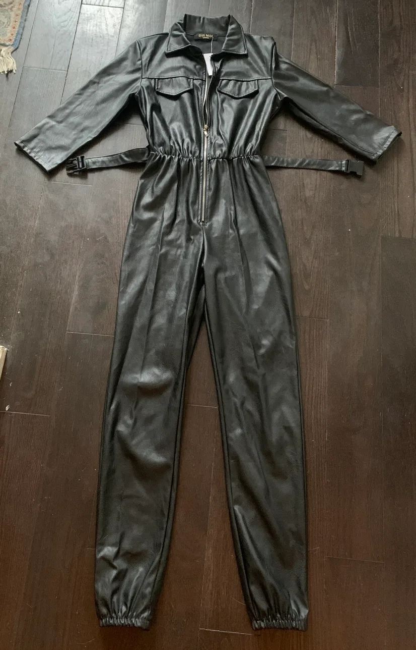 Black vegan Leather Jumpsuit size s - m from Boa boutique image indicator(3)