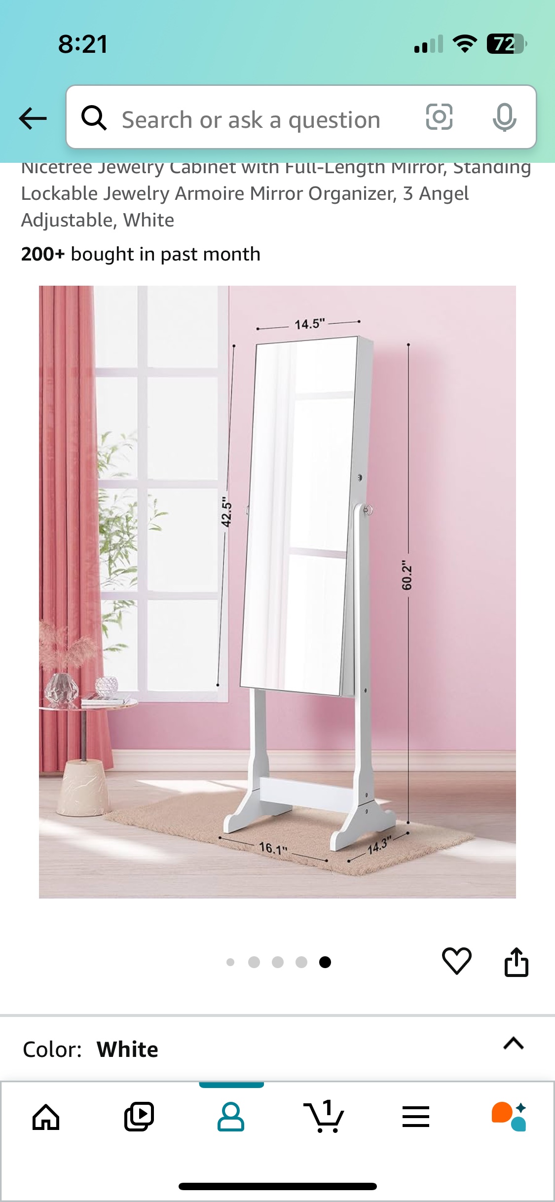 Nicetree Jewelry Cabinet with Full Length Mirror - photo 2
