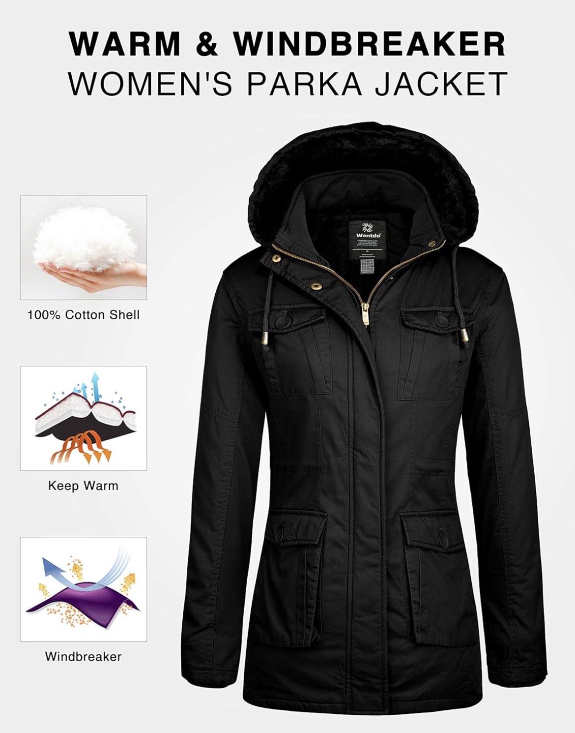 NEW! Wantdo Women's Winter Coat Parka Winter Hooded Jacket - photo 4