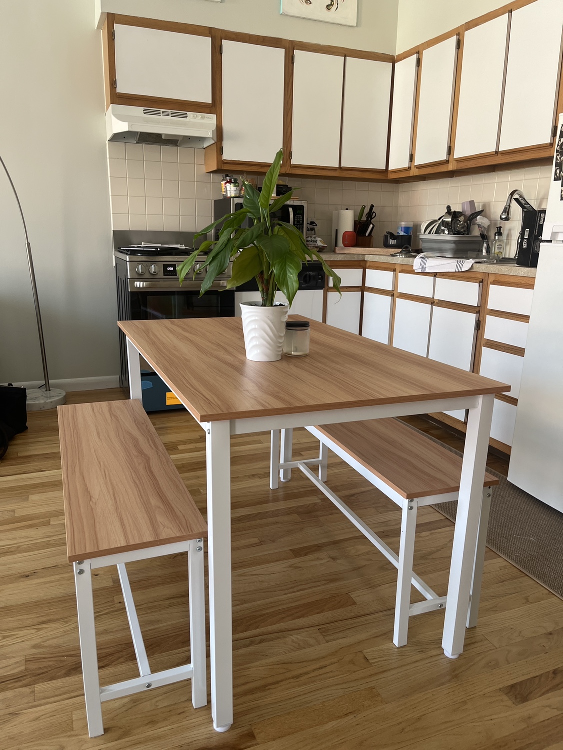 Lamerge Kitchen Table Set with 2 Benches