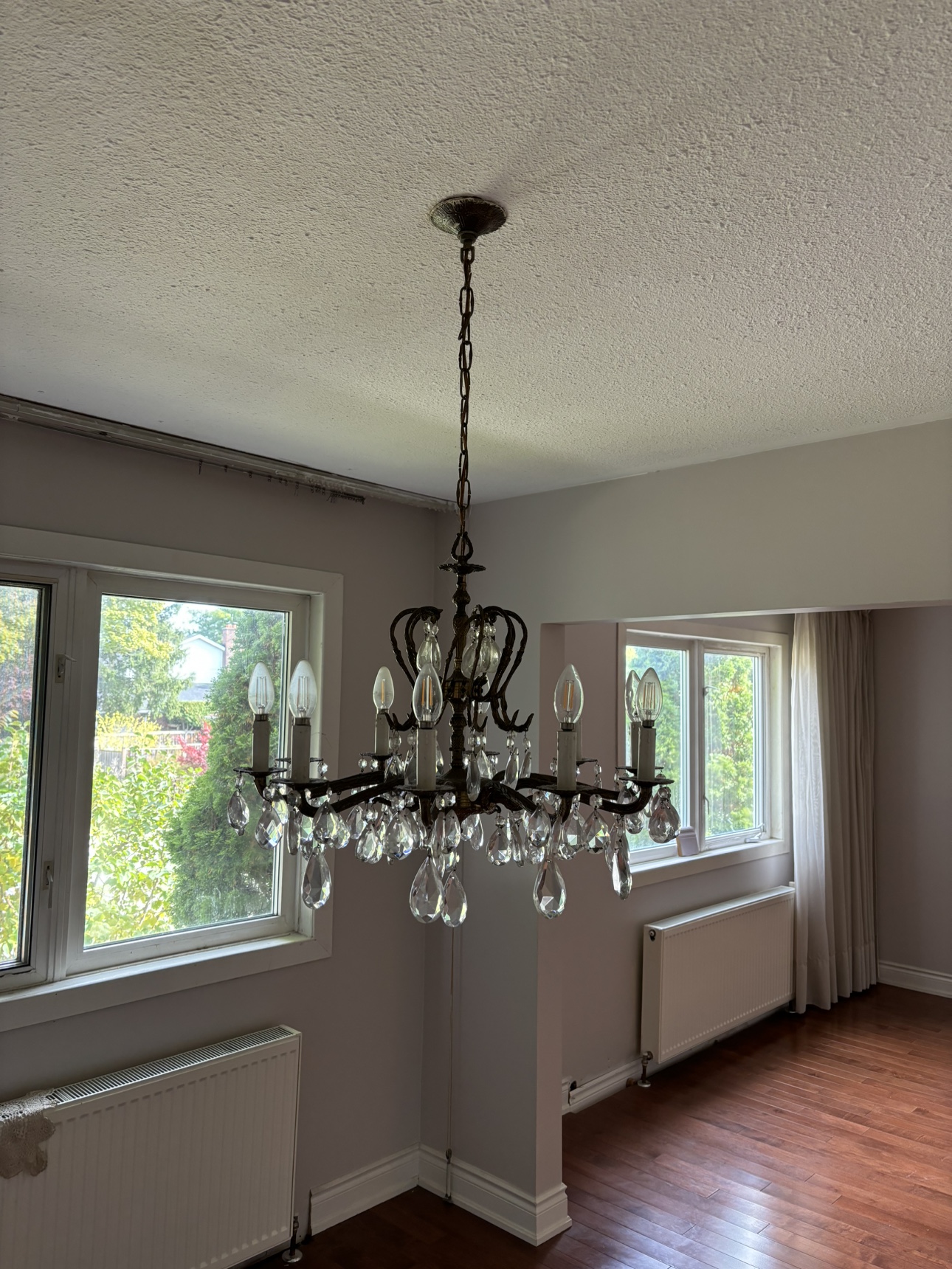Vintage Brass Chandelier with Crystal Drops - photo 2