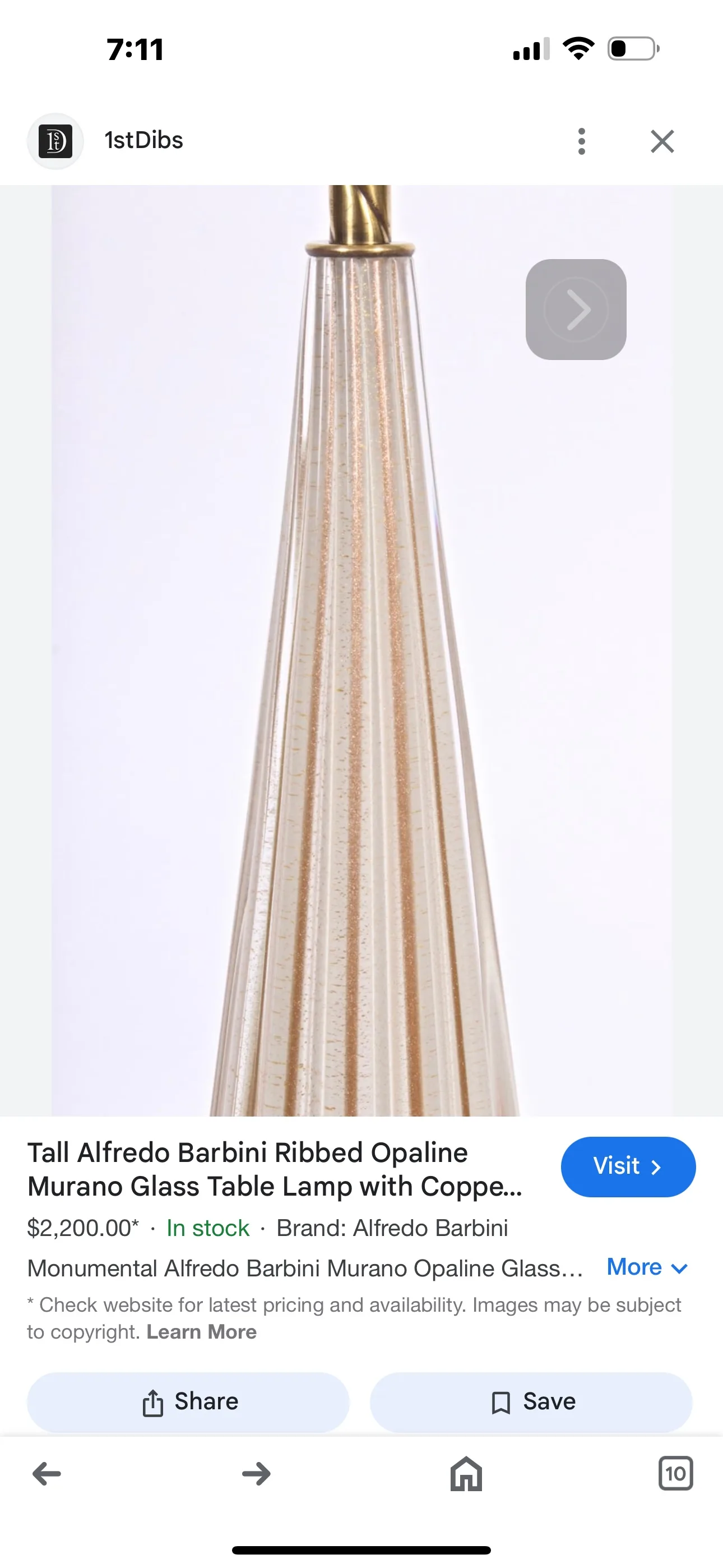 Vintage Murano Glass Table Lamp image indicator(10)