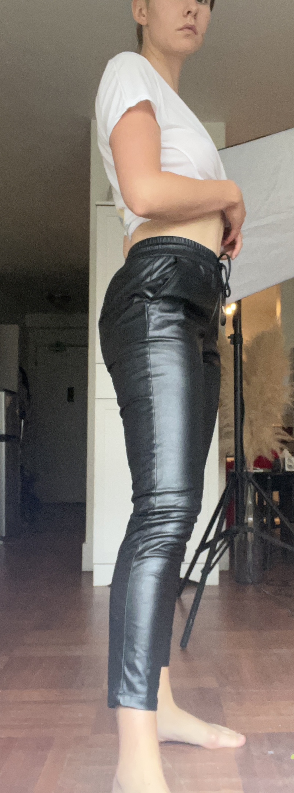 Black pleather joggers - photo 3