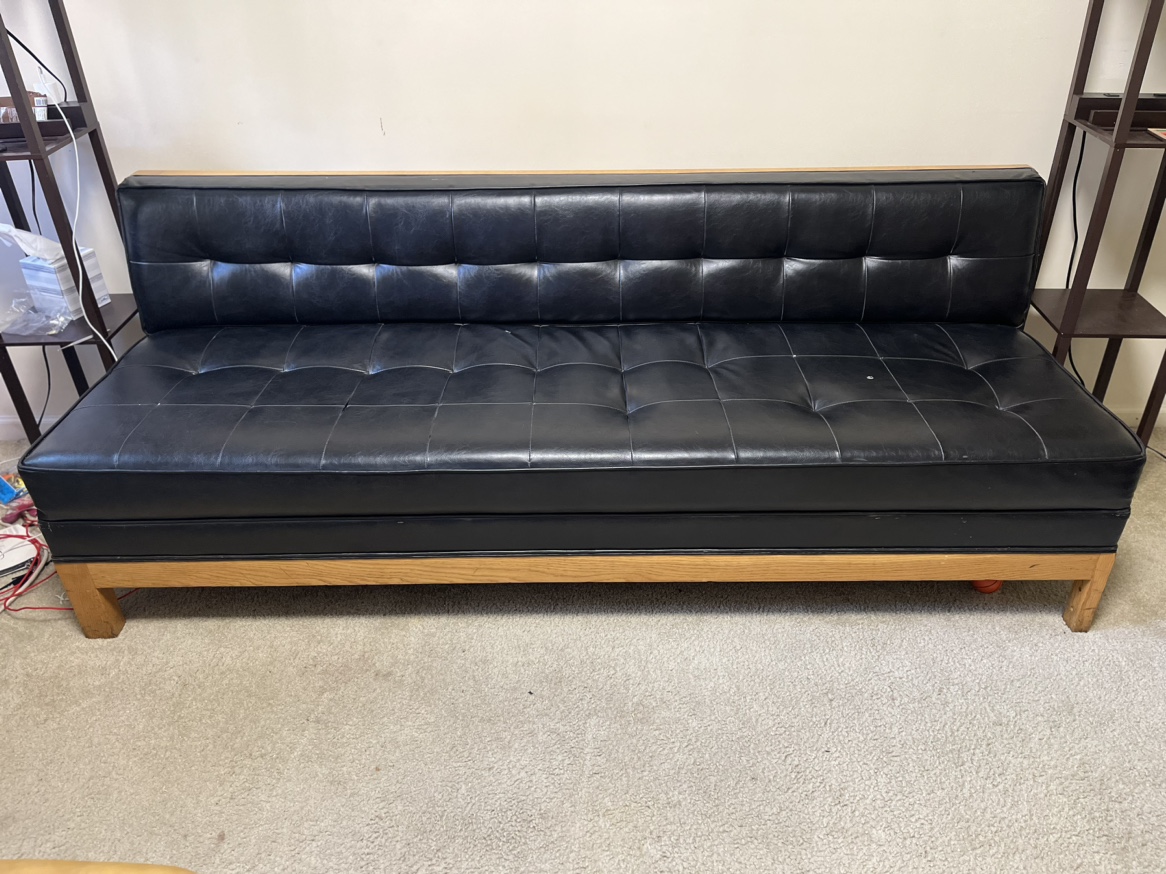 Black Leather Couch and Desk Set