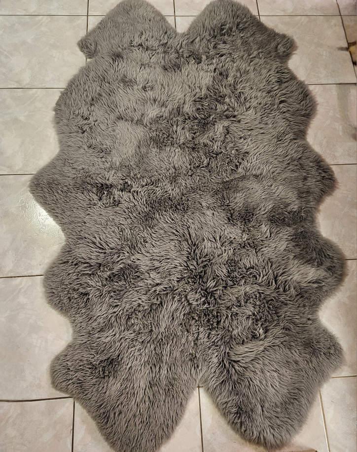 Grey Faux Fur Rug
