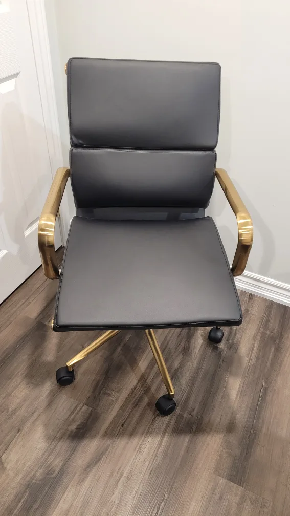 Executive Black and Gold Leather Office Chair image indicator(4)