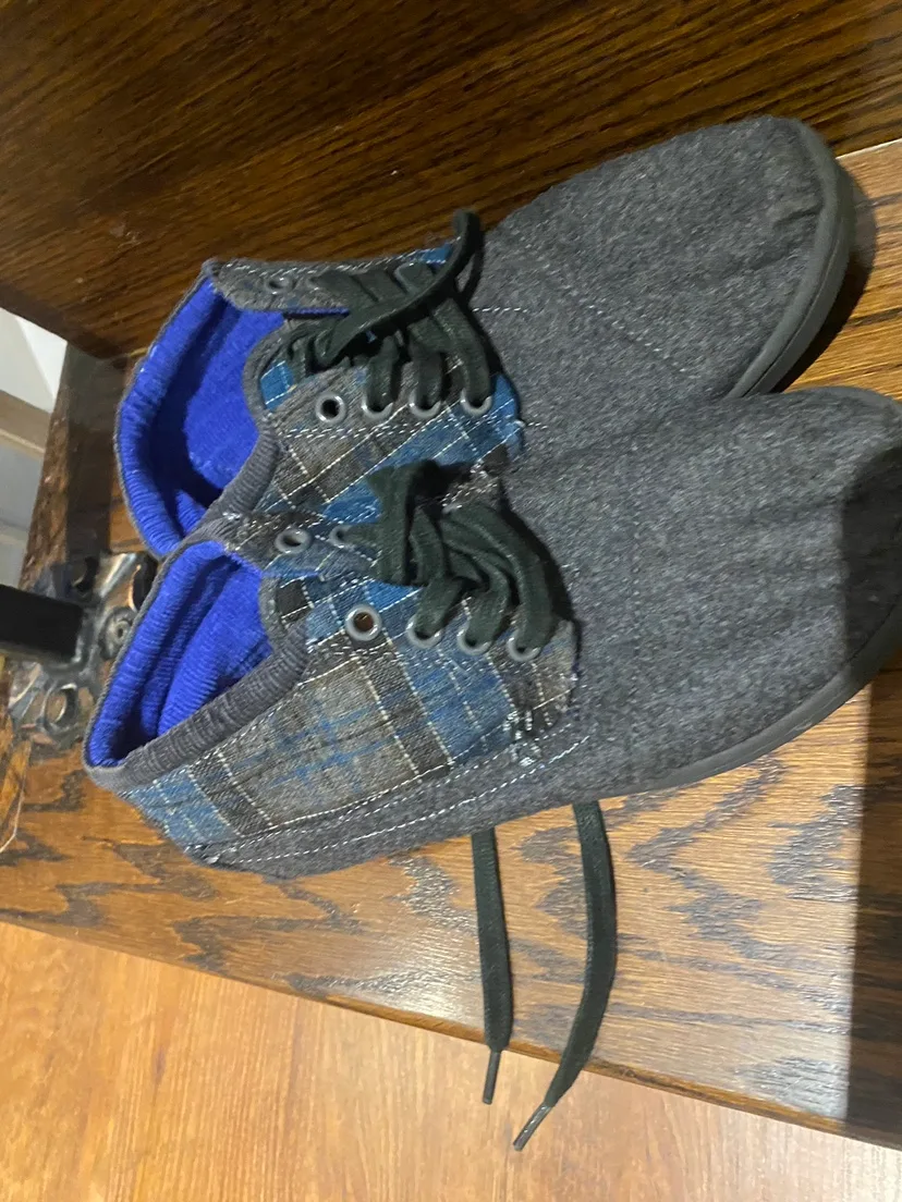 TOMS Grey and Blue Plaid Shoes image indicator(2)