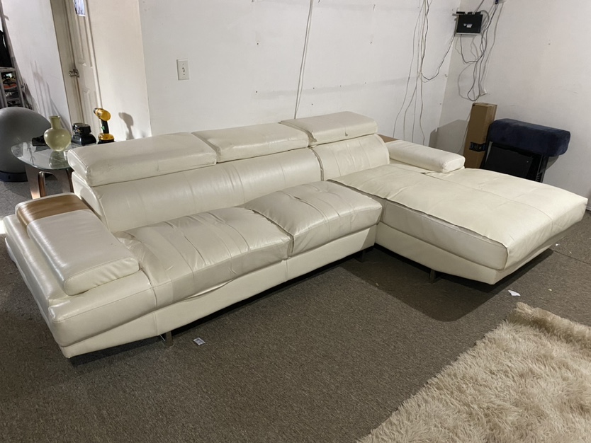 White Leather Sectional Sofa