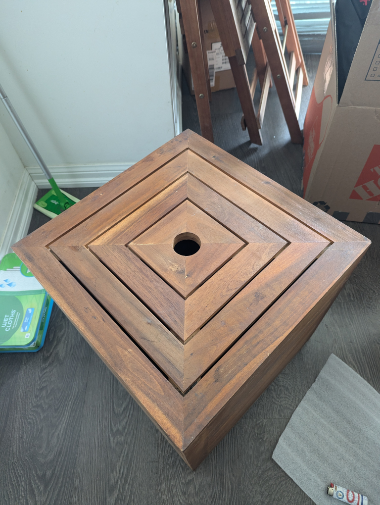 Wooden Outdoor Patio Umbrella Side Table Stand