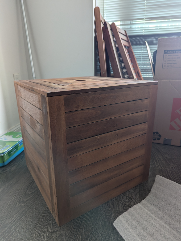Wooden Outdoor Patio Umbrella Side Table Stand - photo 2