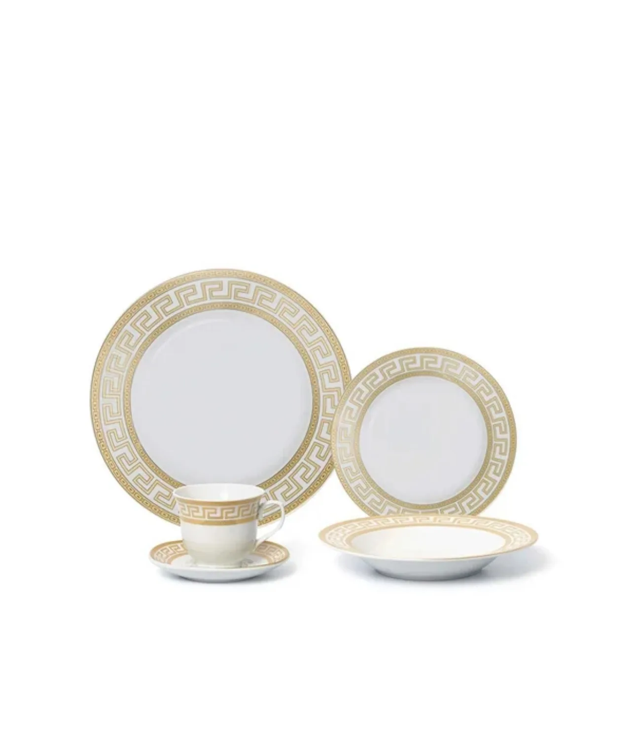 Gold Greek Key Dinnerware Set 49 pieces made German image indicator(2)