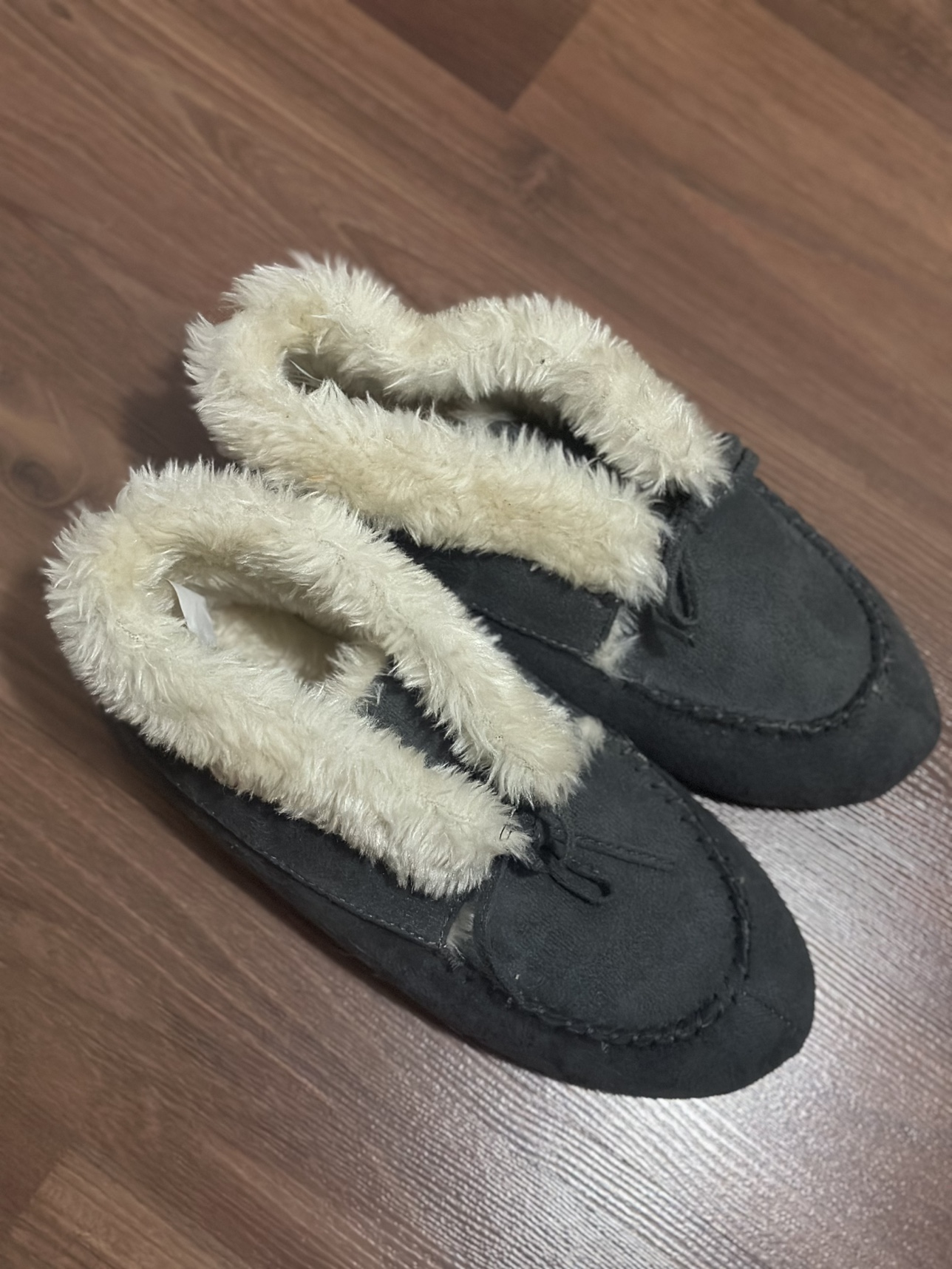 Grey Faux Fur Lined Slippers