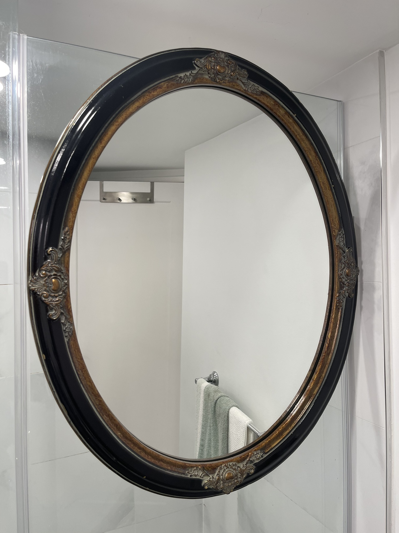 Gold & Black Oval Wall Mirror