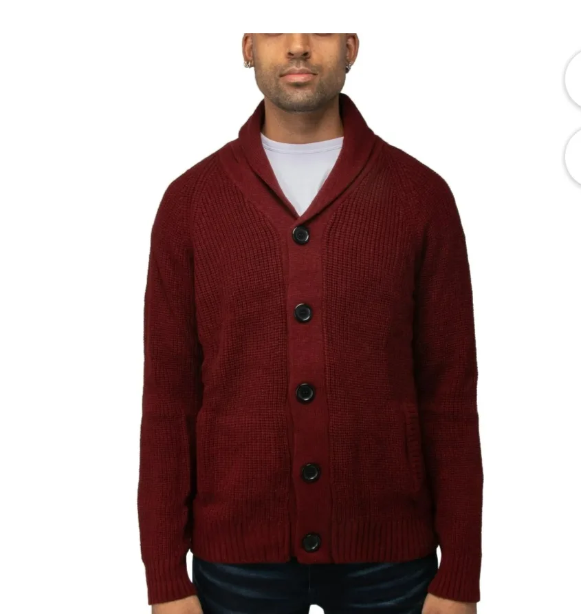 NWOT Men's Burgundy Cardigan Sweater - Size XL thumbnail