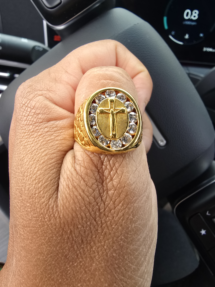Men Gold Cross Ring