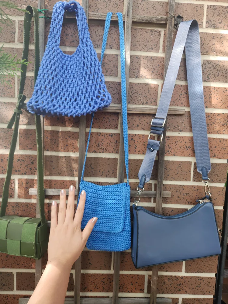 New Bags and Purses Blue Green Knit Crochet Crossbody image indicator(5)