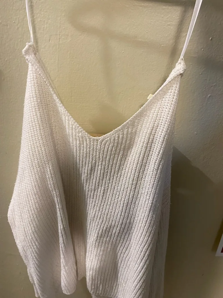 White Knit Twist Front Sweater thumbnail