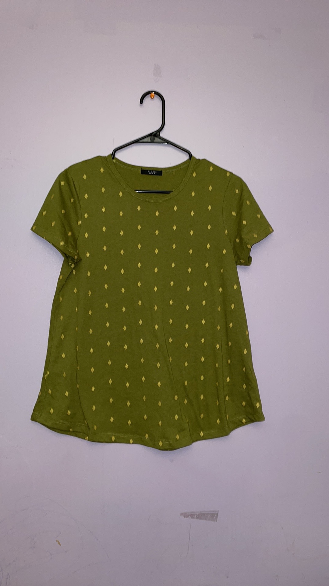 Green Shirt with Gold Diamond Pattern