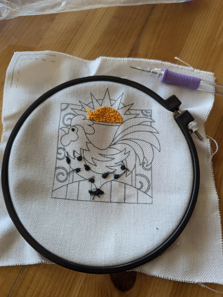 Punch Needle Embroidery Rooster Kit