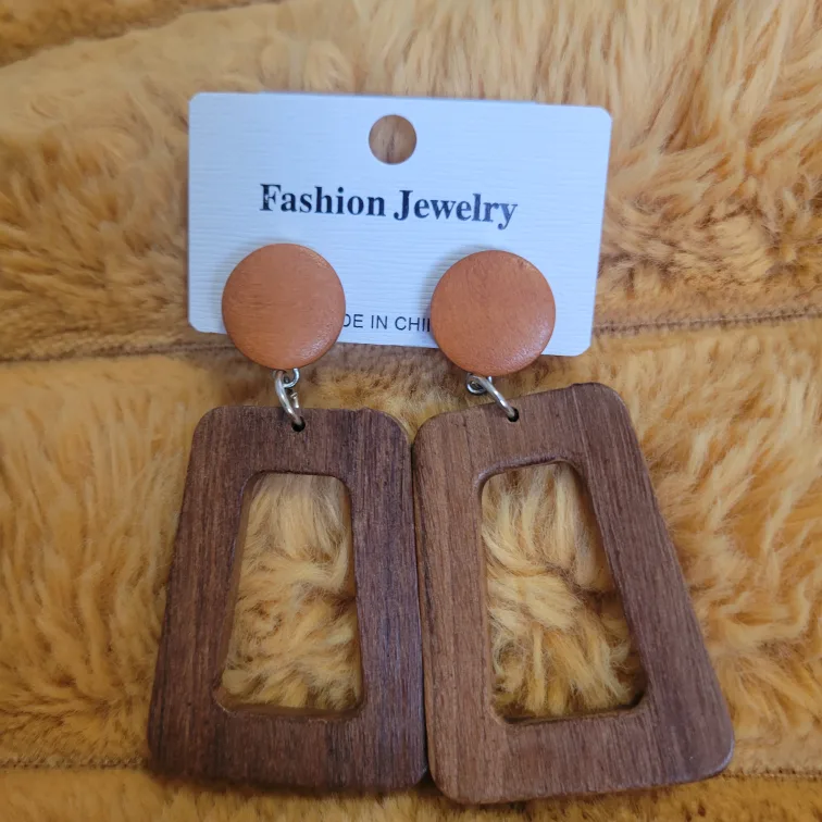 Wooden Statement Earrings thumbnail